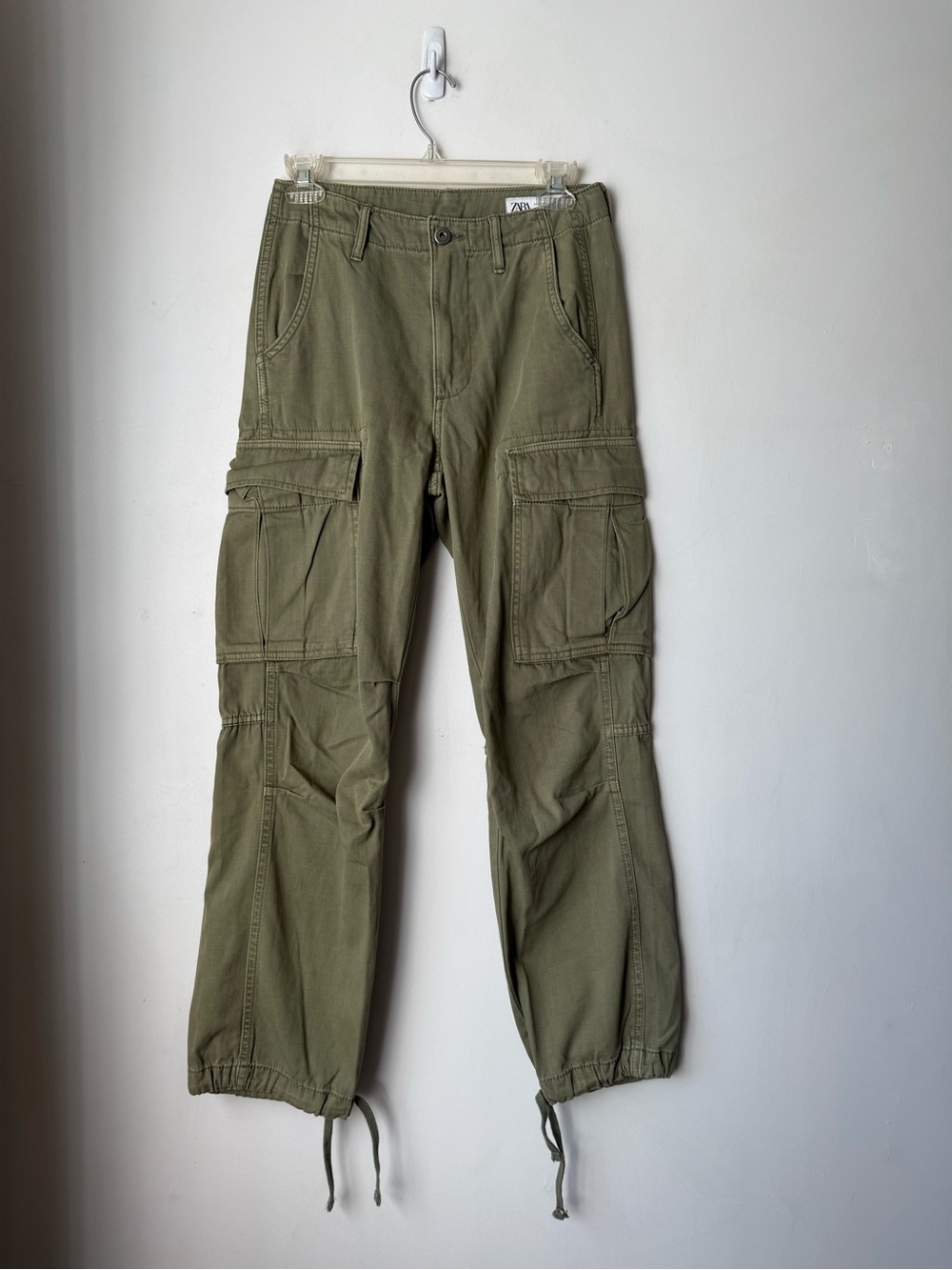 Zara Olive Cargo Utility Pants 0